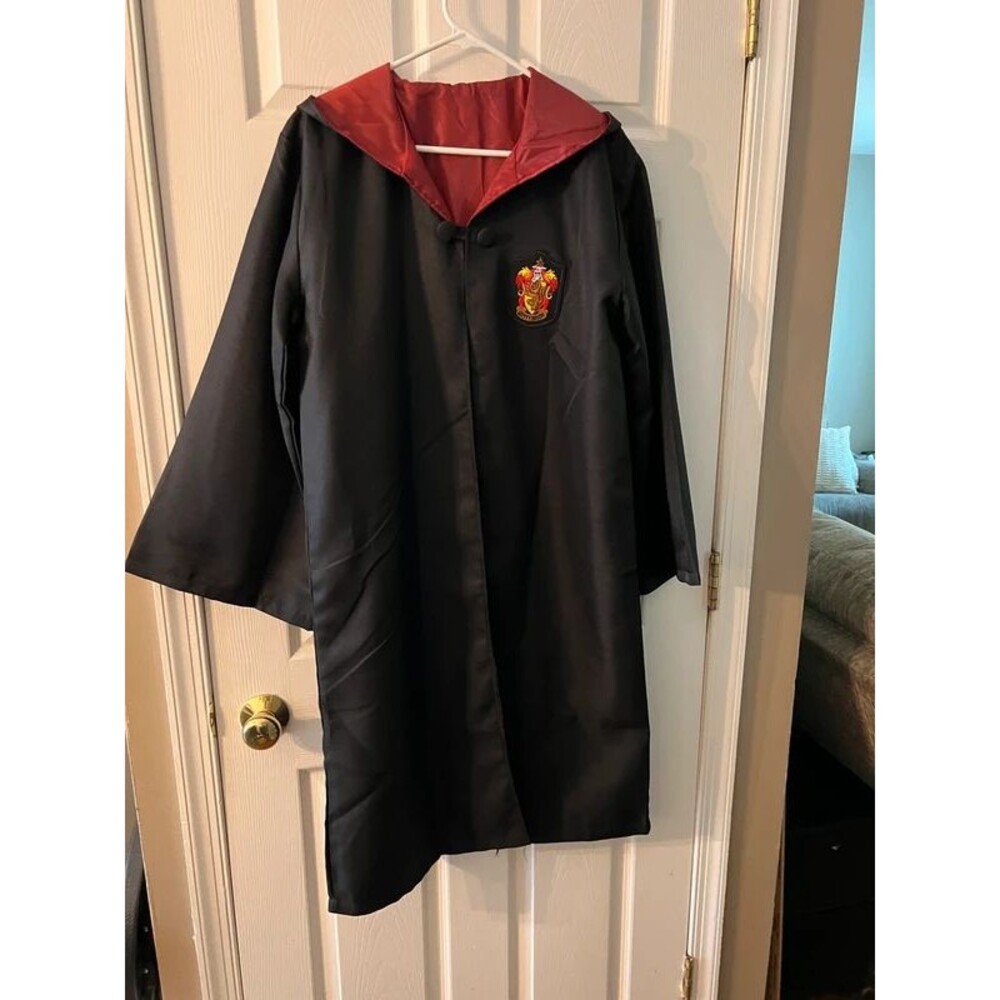 Harry Potter Gryffindor Costume Robe Black Red Hood Adult Size Medium